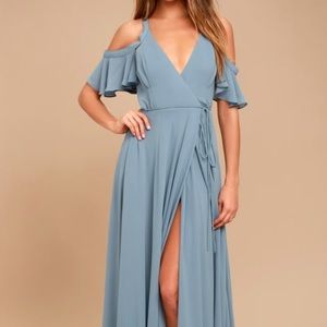Lulus slate blue bridesmaid/ event dress.